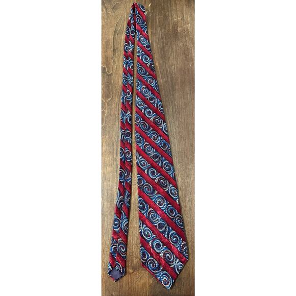 Bellini 100% Silk Men's Tie in Red and Blue 4" Striped Vintage - Picture 2 of 14